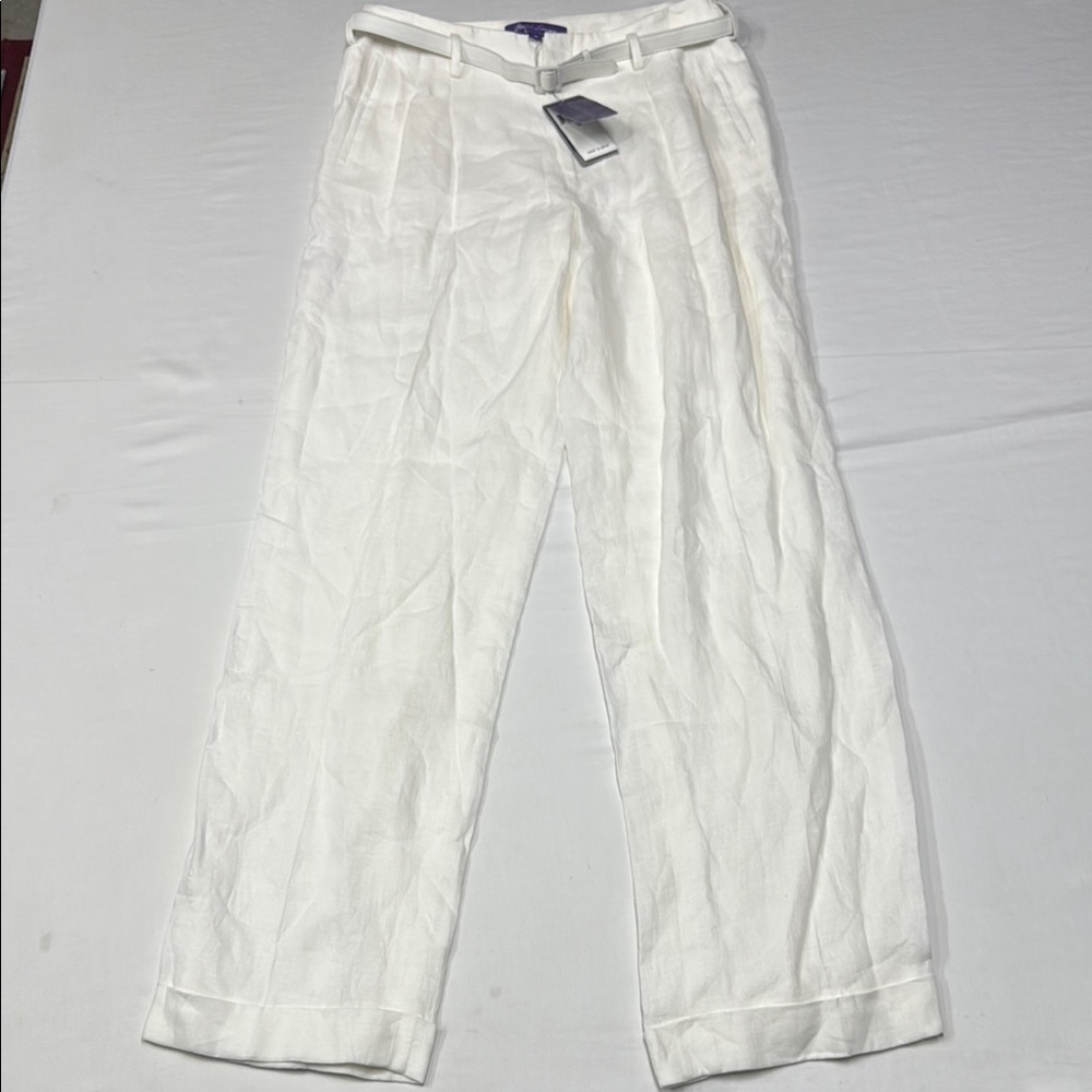 Ralph Lauren Purple Label collection women's Stamford Pleated 100% Linen Pant - Picture 5 of 16